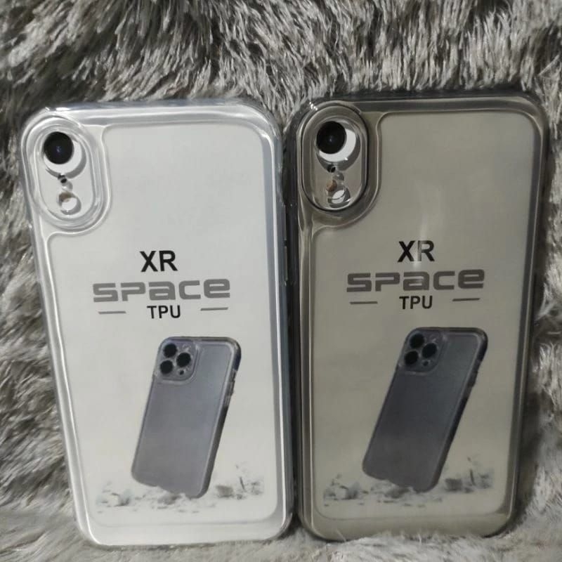 SPACE CLEAR BLACK IPHONE XR CASE PELINDUNG KAMERA