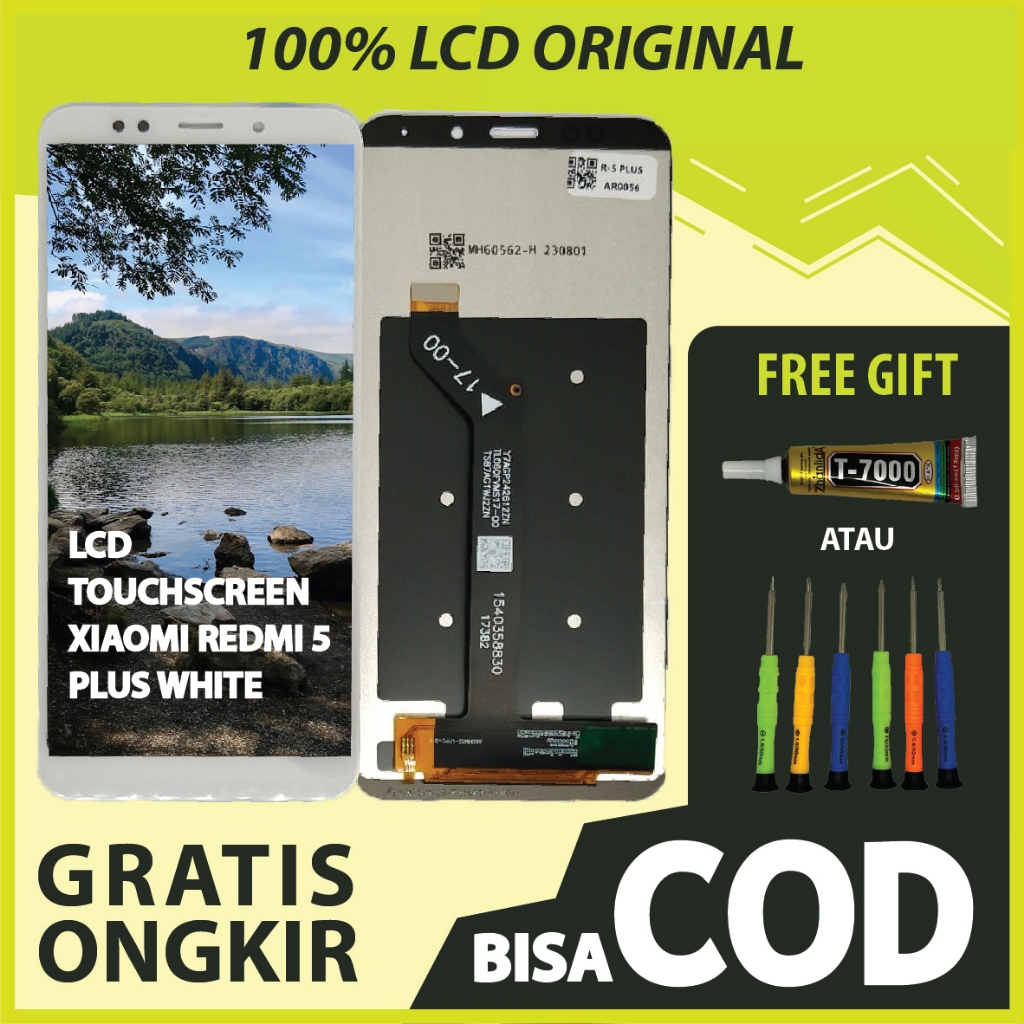 【ORIGINAL 100%】LCD TOUCHSCREEN XIAOMI REDMI 5 PLUS WHITE FULLSET TOUCHSCREEN / ORIGINAL100%