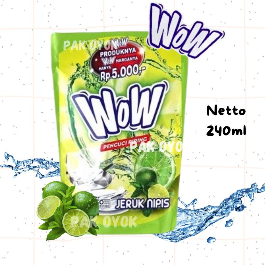 Sabun Cuci WOW 240ml - Sabun Pencuci Piring Aroma Jeruk Nipis - Sabun Cuci Piring Aman Buat Tangan -