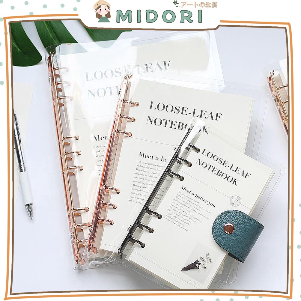 

YZGNZ6338 MIDORI Elegant Binder A5 Binder A6 Transparan Binder with Clip Note Book Loose Leaf Rose Gold Binder E36