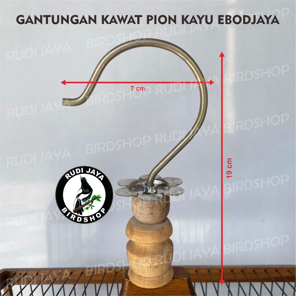 GANTUNGAN KAWAT EBOD JAYA PION KAYU DAN PION PLASTIK UNTUK CANTOLAN SANGKAR BURUNG KECIL PLECI