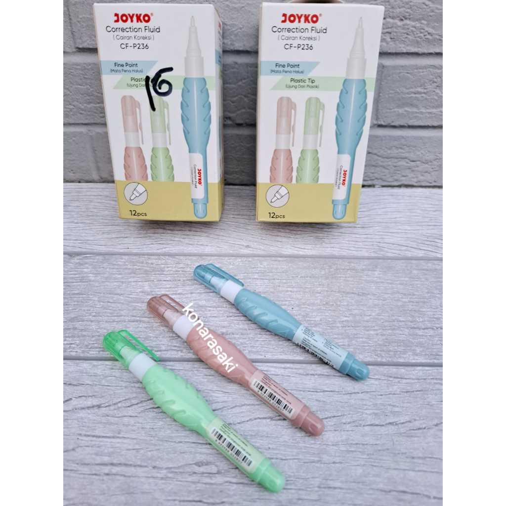 

ISI 12 /6 / 3 PCS Tip Ex Cair Joyko Pastel CF-P236 / Correction Fluid Cair Tipex 236 atk