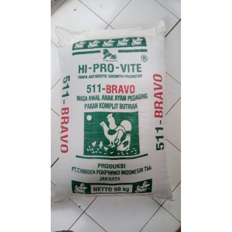 Pakan ayam/Pur Ayam bravo 511 Charoen Pokphand kemasan 1 KG