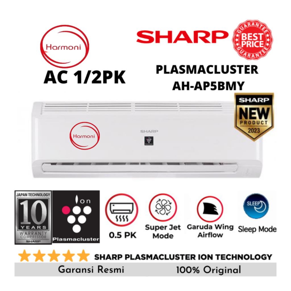 AC SHARP PLASMACLUSTER 1/2 PK SHARP AC PLASMACLUSTER 1/2 PK FREE ONGKIR SERANG KOTA