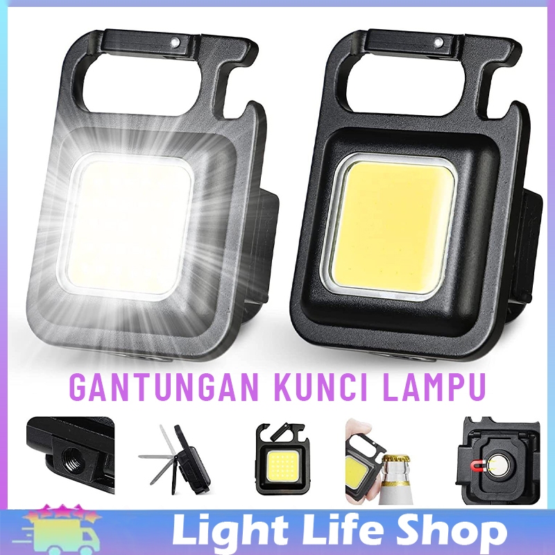 Keychain Light Lampu Senter Mini LED Tahan Air Keychain Gantungan Kunci Magnet Opener/ Lampu Camping