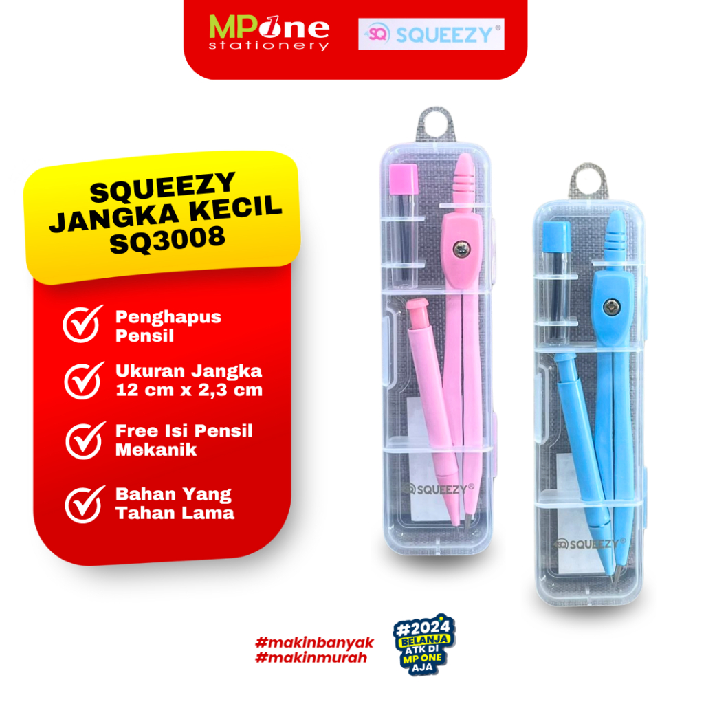 

(1 SHEET) Squeezy Jangka Set Kecil Warna + Isi Pensil / Compass Set / Jangka Math Squeezy Sq-3008 Murah