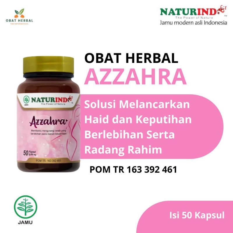 AZZAHRA PELANCAR HAID OBAT PELANCAR HAID KEPUTIHAN HORMON KEWANITAAN HERBAL NATURINDO