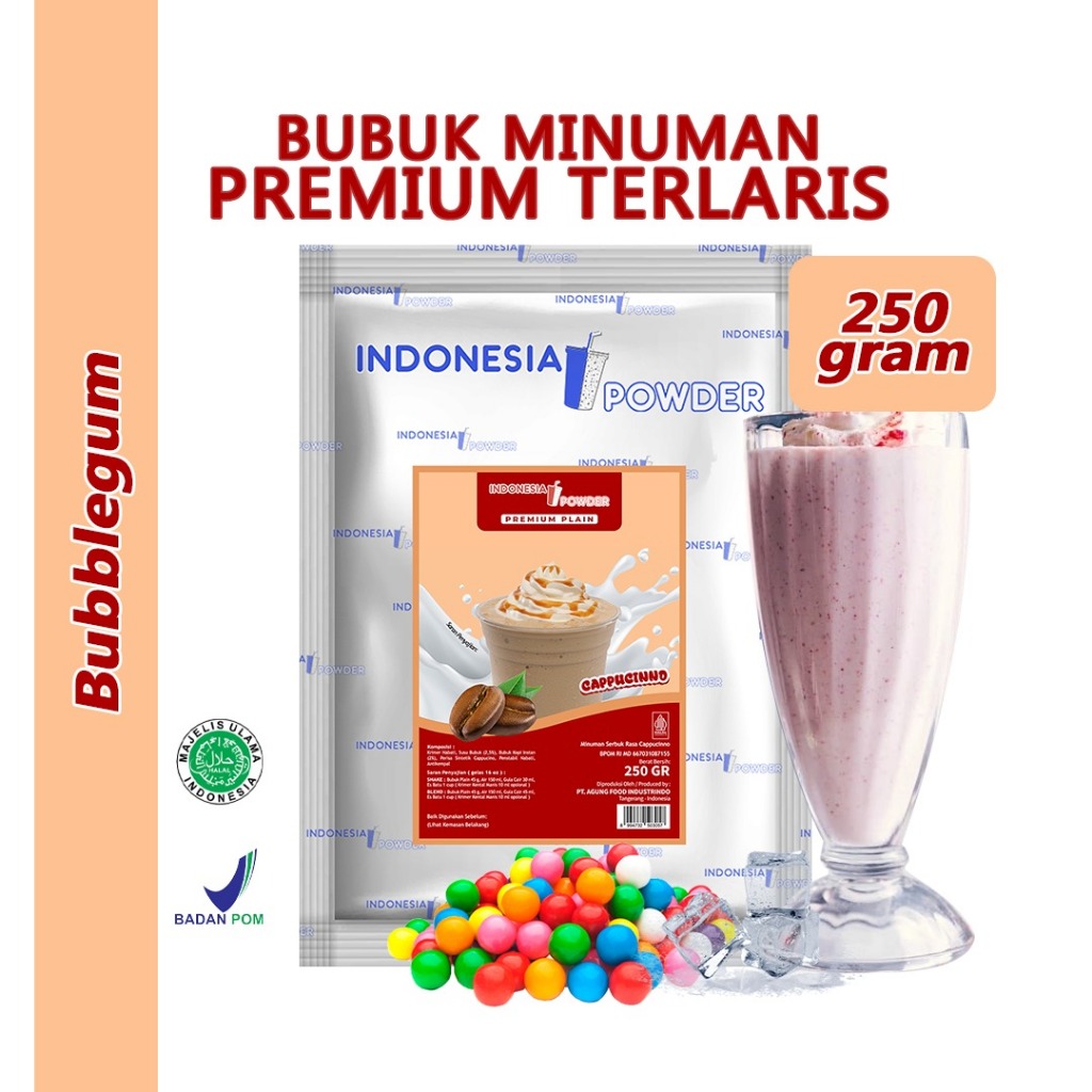 

NUSANTARA Bubuk Minuman Instant Premium Plain Tanpa Gula Horeca Rasa Bubble Gum / Permen Karet 250 Gram Omura Powder