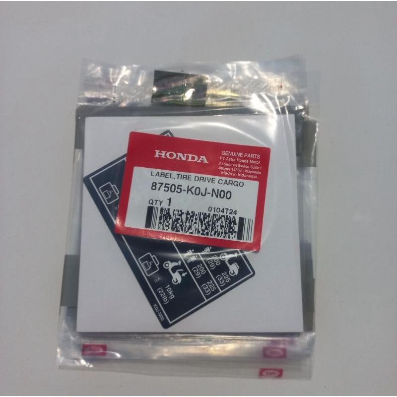 

Label Tire Drive Cargo Honda BeAT K1A, Genio, Scoopy eSP K2F 87505-K0J-N00