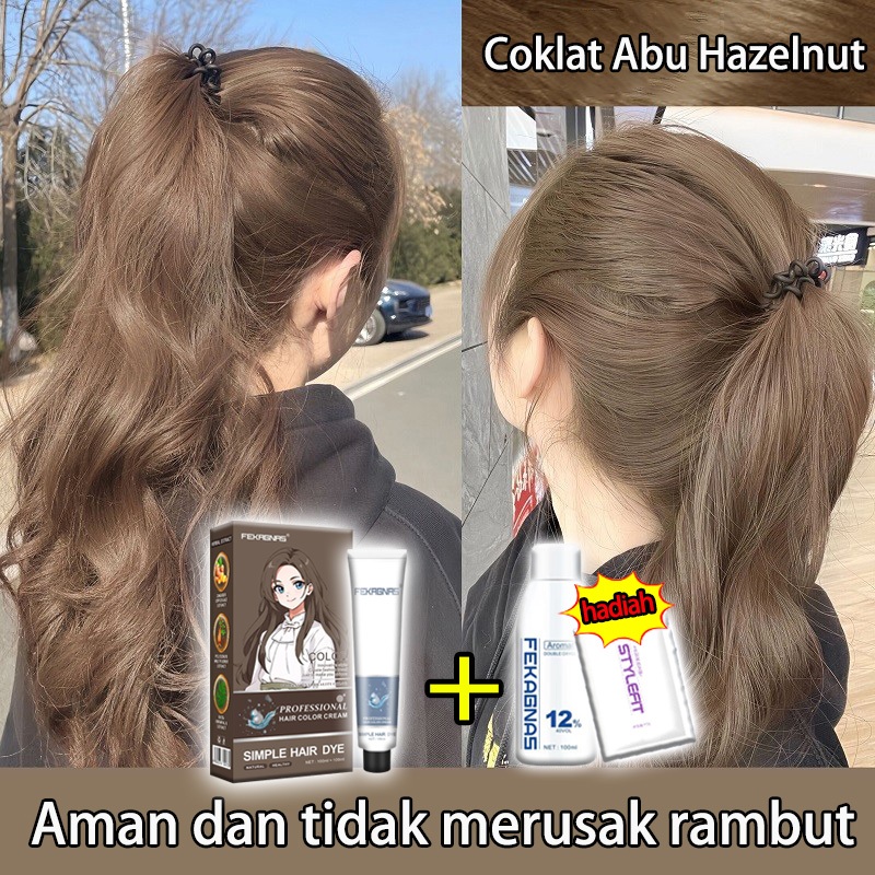 【100ml gratis 100ml】Tidak perlu pemutihan FEKAGNAS hair colour pewarna rambut 230ml Pewarna Herbal C