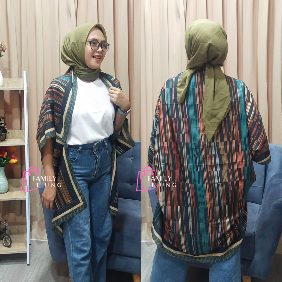 family tiung Outer Cardigan Wanita/ Outer Scarf Batwing Panjang/ Outwear Kondangan