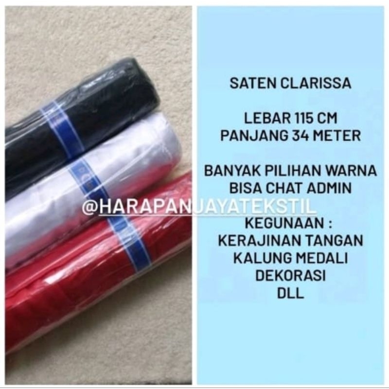KAIN SATIN SATEN SILK POLOS CLARISSA BAHAN DEKORASI CRAFT BENDERA