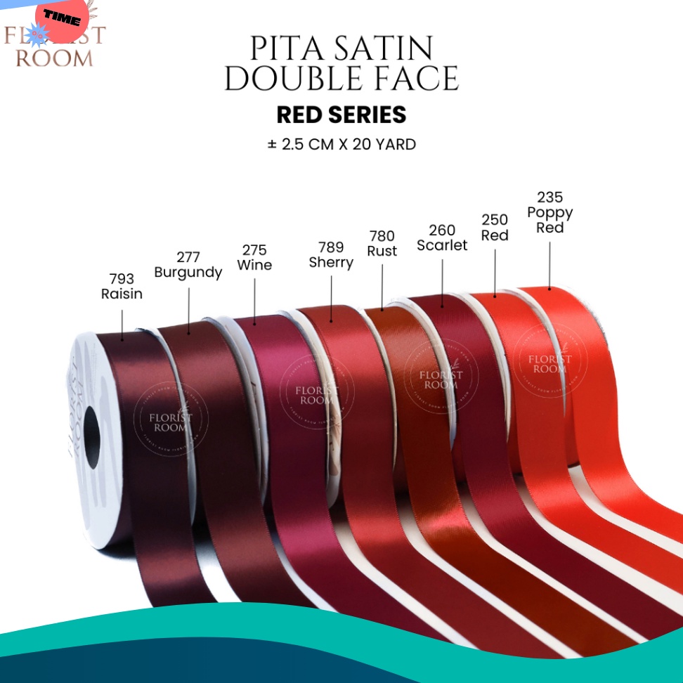 

BIG SELLER Pita Satin Double Face 25cm x 2yard Red Series