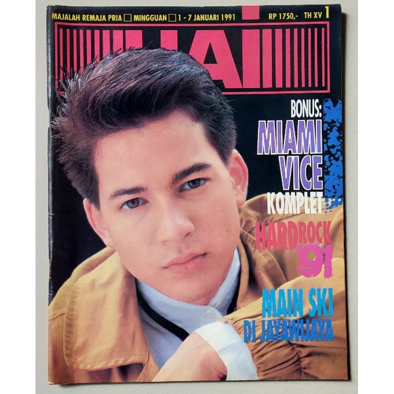 Majalah HAI no.1 / 1 Januari 1991 : Cover Ari Wibowo - Rere Grass Rock - bonus Miami Vice komplet