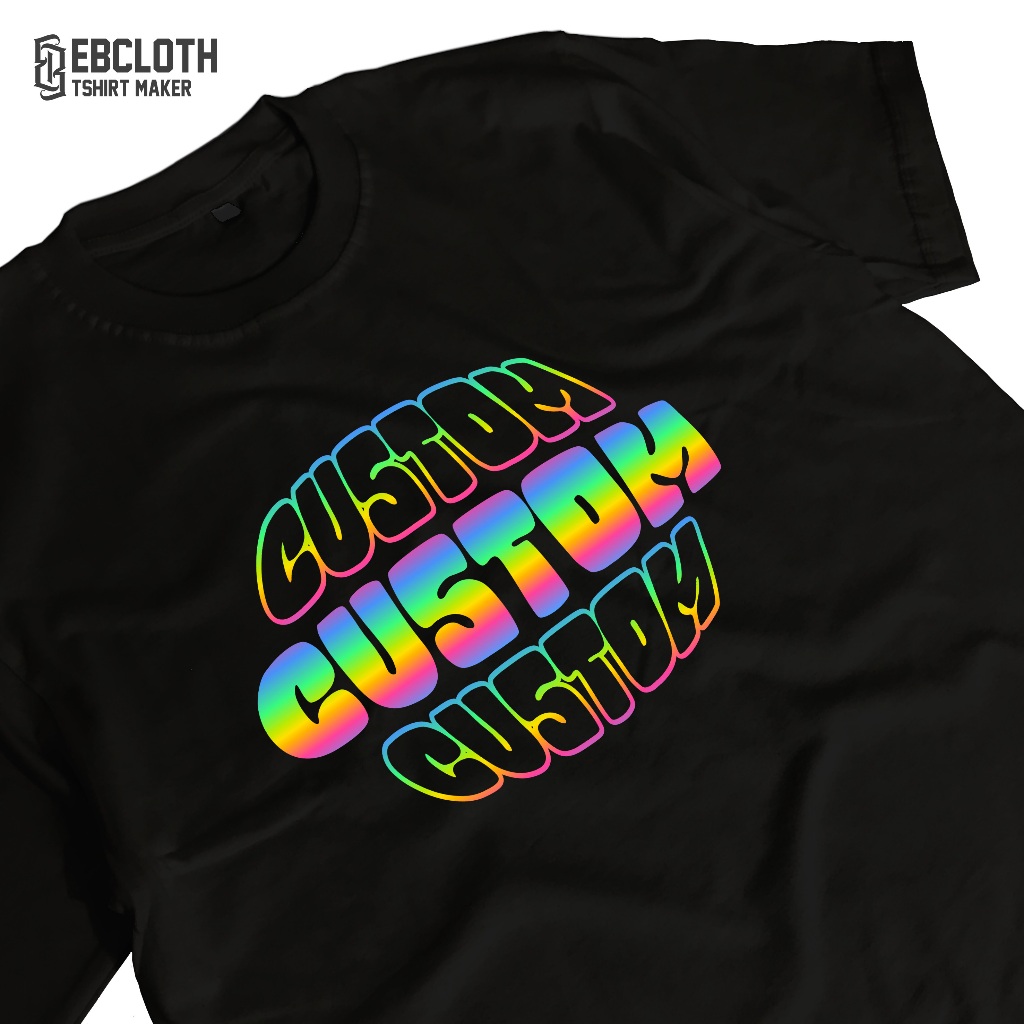EBCLOTH 003 | KAOS CUSTOM NAMA/KATA-KATA | SABLON REFLEKTIF MENYALA