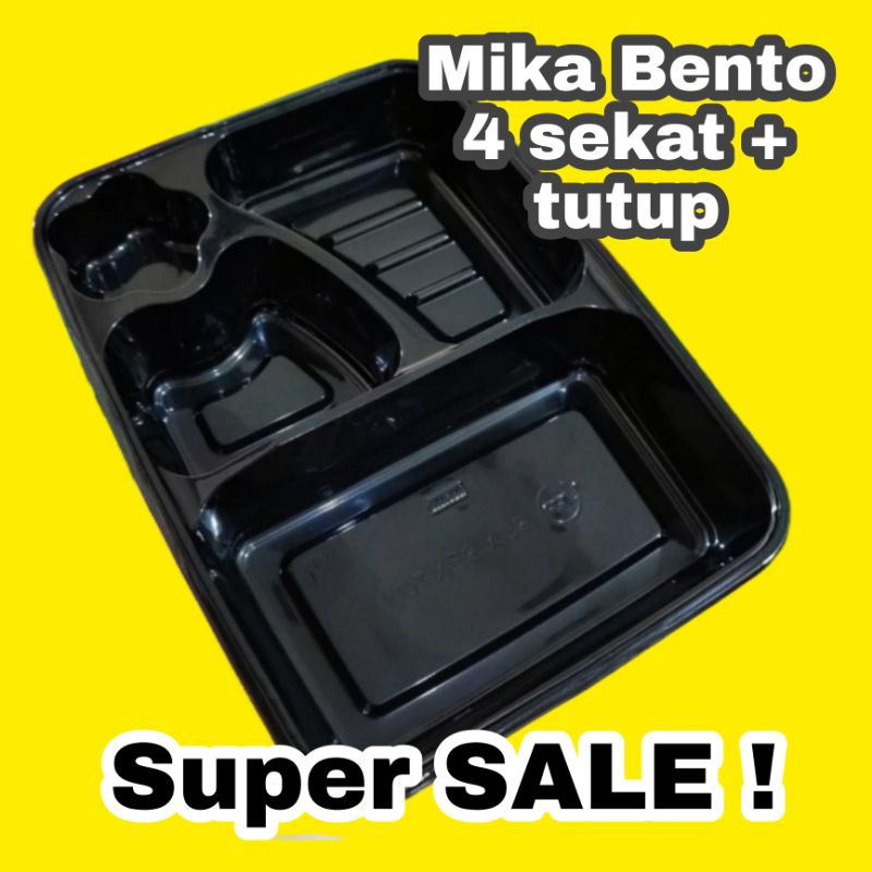 mika bento sekat 4 + tutup - box bento - kotak bento - kotak nasi bento -