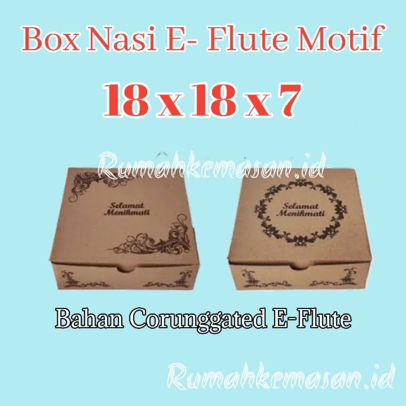 

[PEMBELIAN KELIPATAN PER10] (18x18) Box Kotak Nasi E-flute corunggated coklat motif 18x18