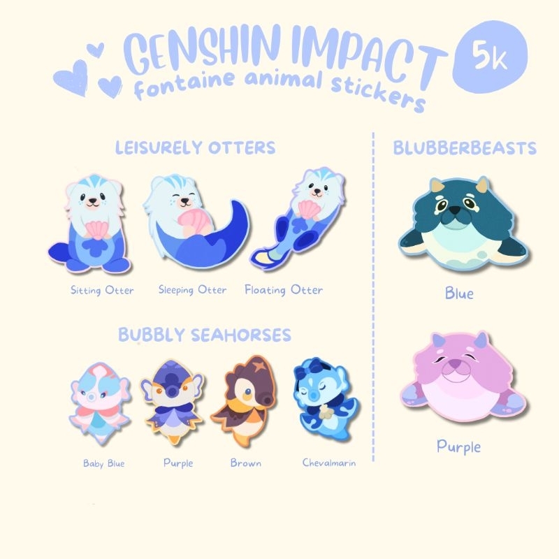 

Nonary.Project || Genshin Imlact Fontaine Animal Stickers