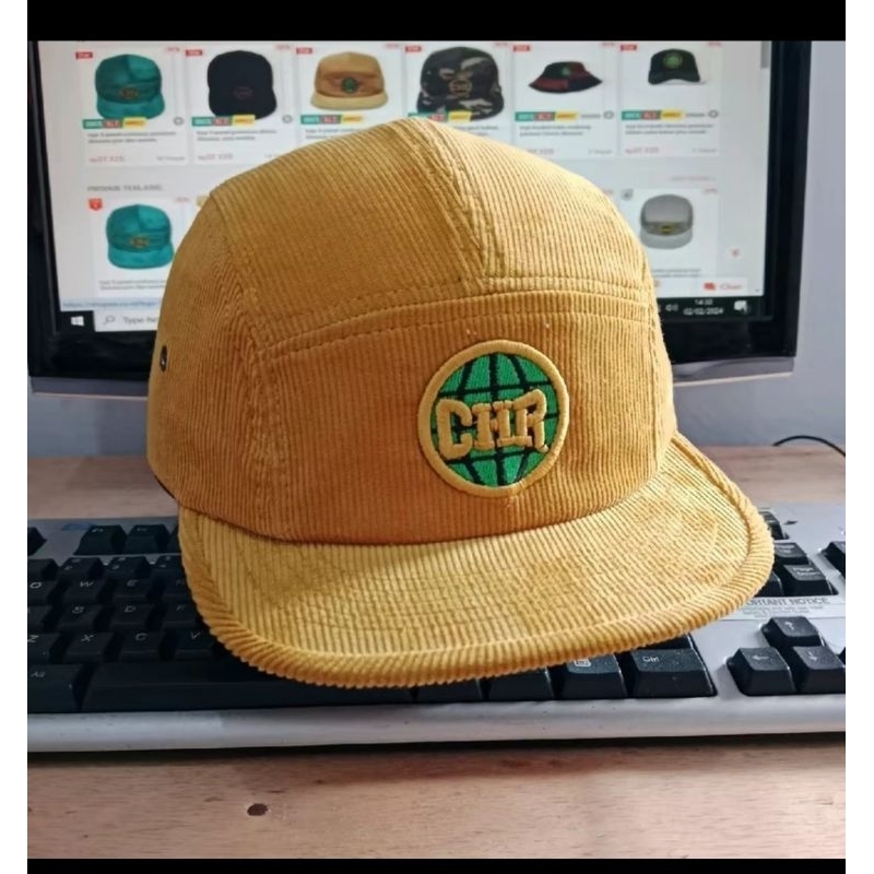 Topi 5 Panel Corduroy Snapback Pria Wanita Dewasa Original Visor Pendek