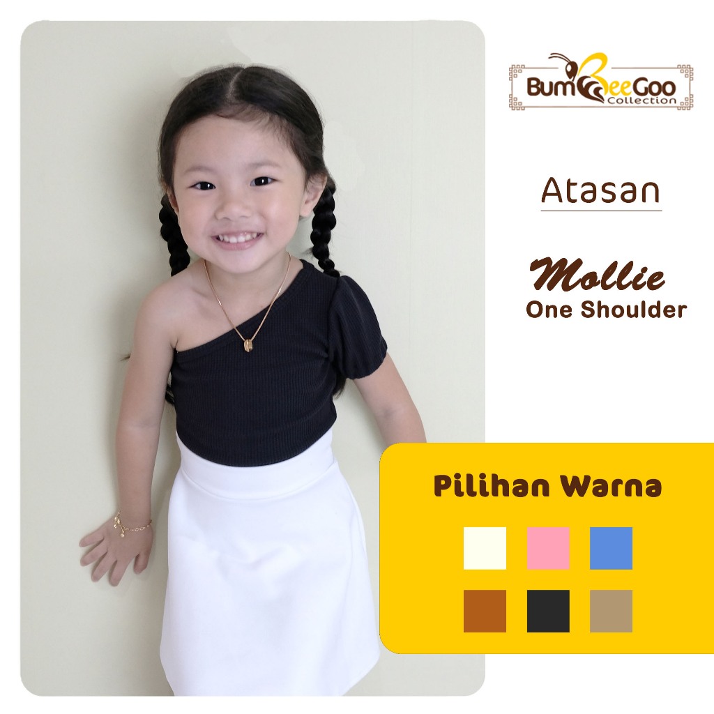Bumbeegoo - Mollie Top One Shoulder Semi Crop Top / Atasan Anak Perempuan Waffle Premium Ak