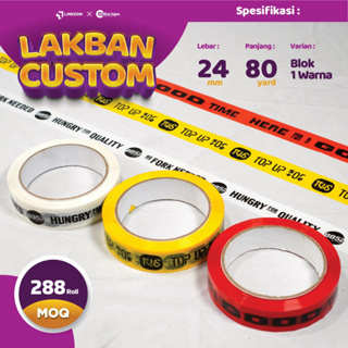 Cetak Lakban Custom Printing Blok 2 Warna 12mm 90 YARD ECO / Isolasi Brand Custom