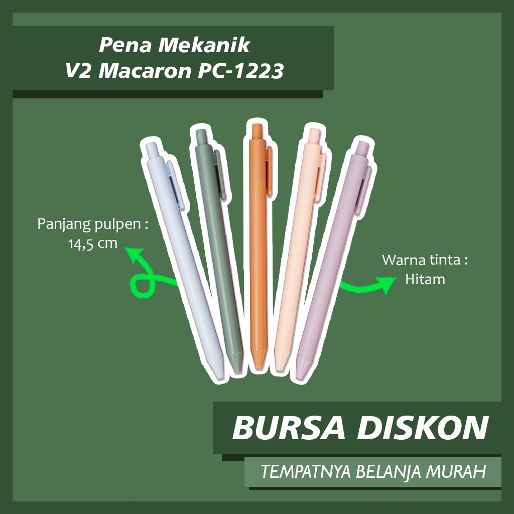 

Pena Mekanik V2 Macaron PC-1223 Pulpen Cetek Pen Bolpen Gelpen Mechanical Pen