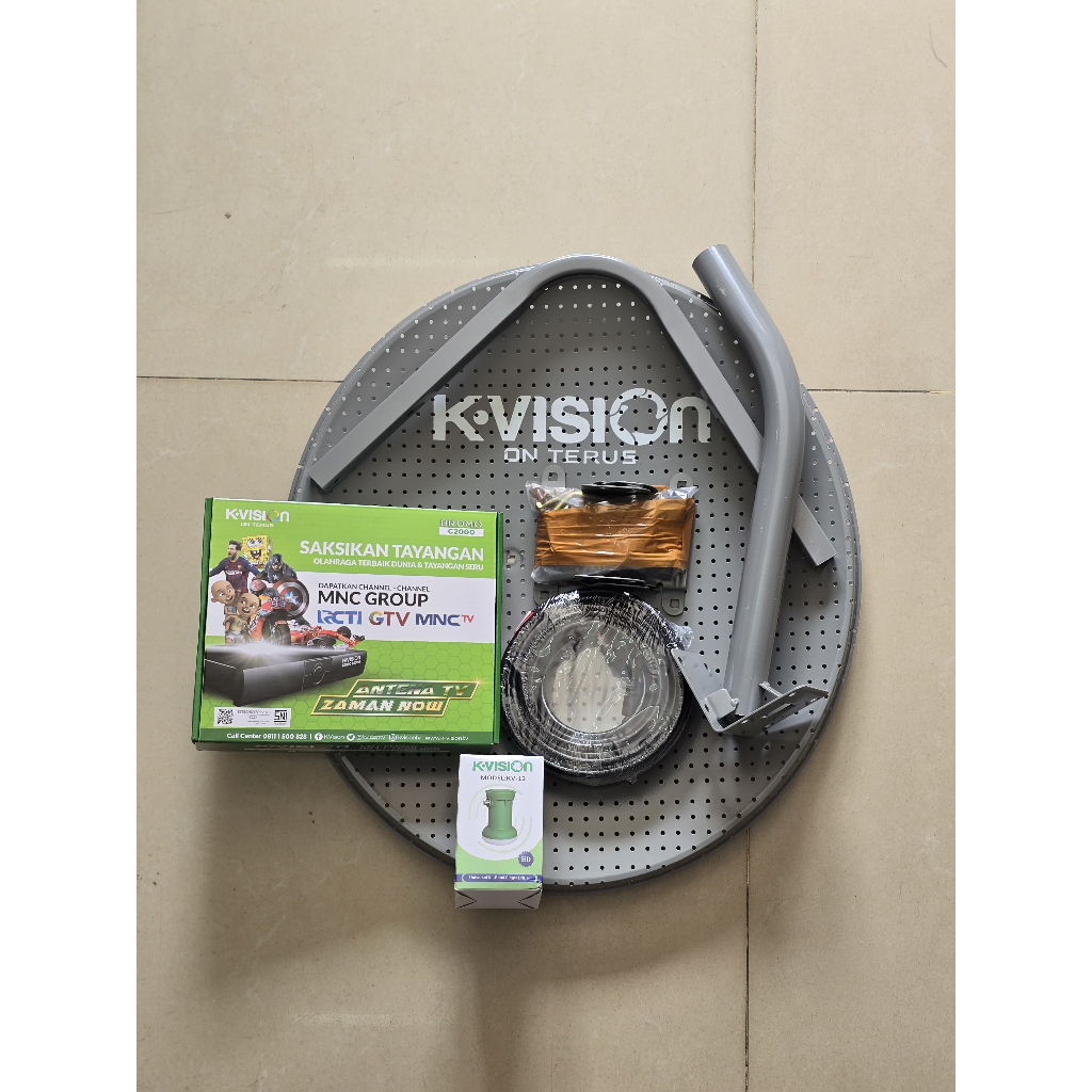 Satu Set ODU Parabola Mini Kvision 45cm Abu ( MESS / LOBANG )