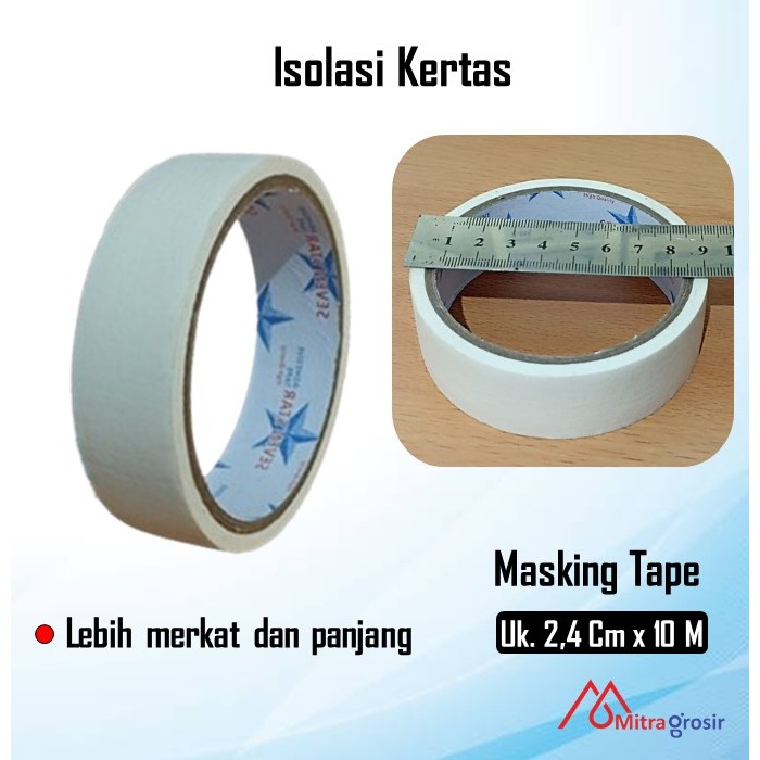 

Lakban Kertas Masking Tape Selotip Kertas 24 Mm 1 Inch / Masking Tape Isolasi Lakban Kertas Solasi