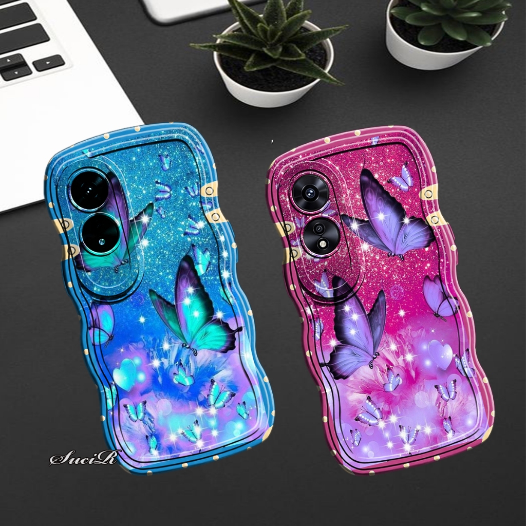 PS - K830 case untuk type OPPO A60 softcase gelombang motif custom BUTTERFLY