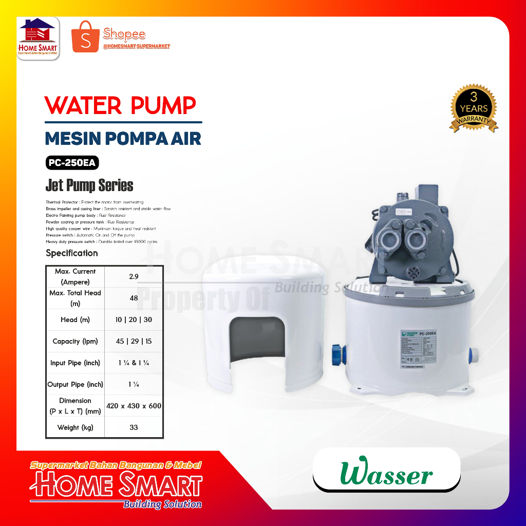 Pompa Air Jet Pump Wasser PC-250 EA