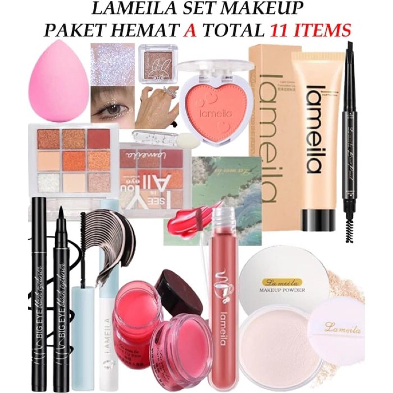 LAMEILA SET MAKE UP || PAKET HEMAT ISI 11 Items