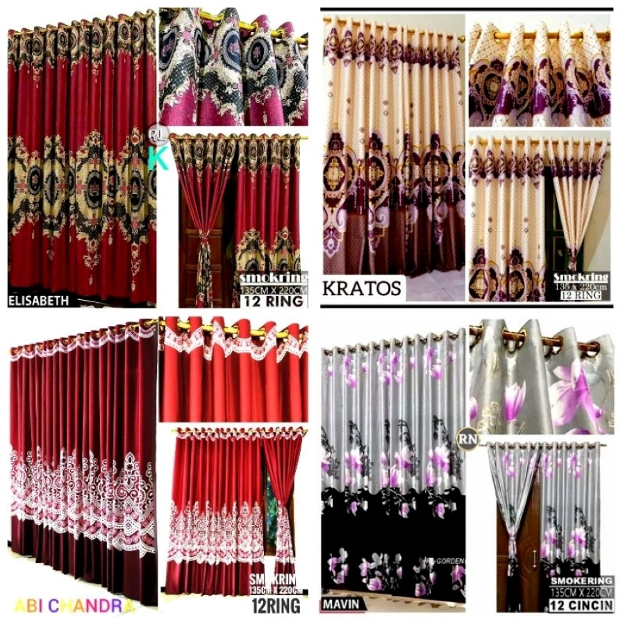 gorden smokring 12ring  free tali gorden/gorden pintu jendela motip sultan gratis tali gorden cod