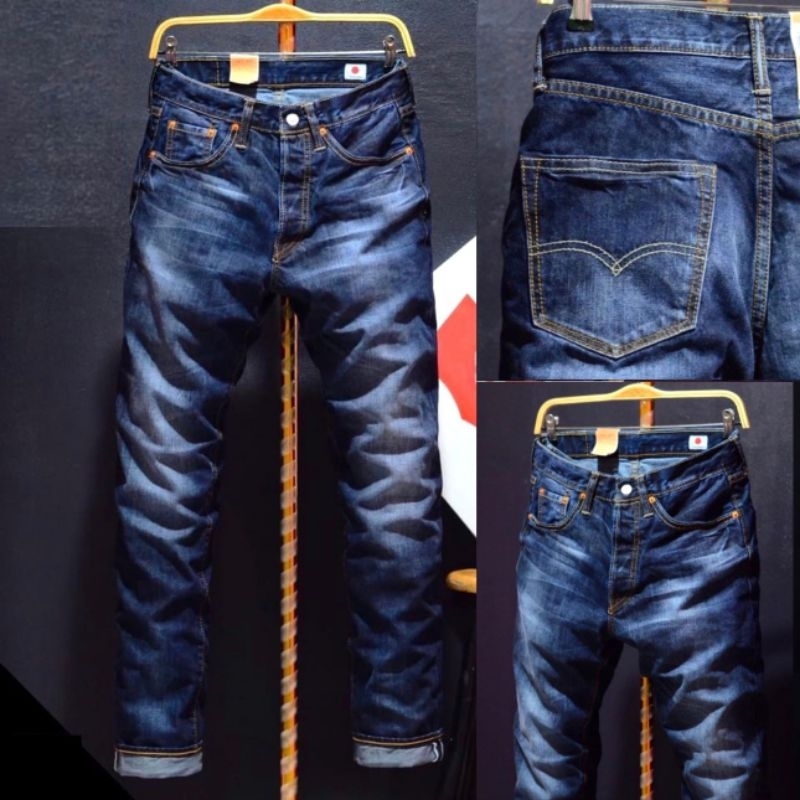 Celana jeans panjang pria reguler fit full kancing - celana jeans pria COD