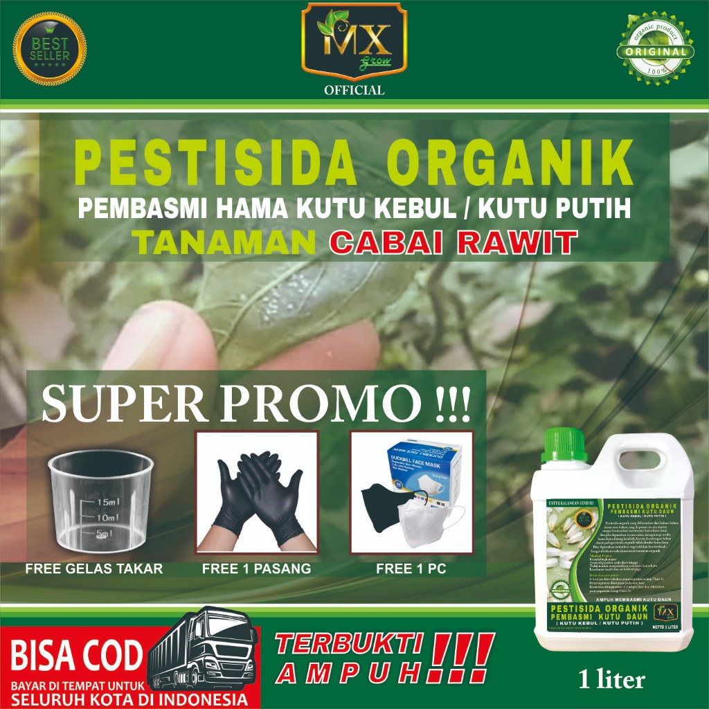 Pestisida Organik Pembasmi KUTU DAUN ( Kutu Kebul / Kutu Putih ) Untuk Tanaman CABAI RAWIT 1 Liter