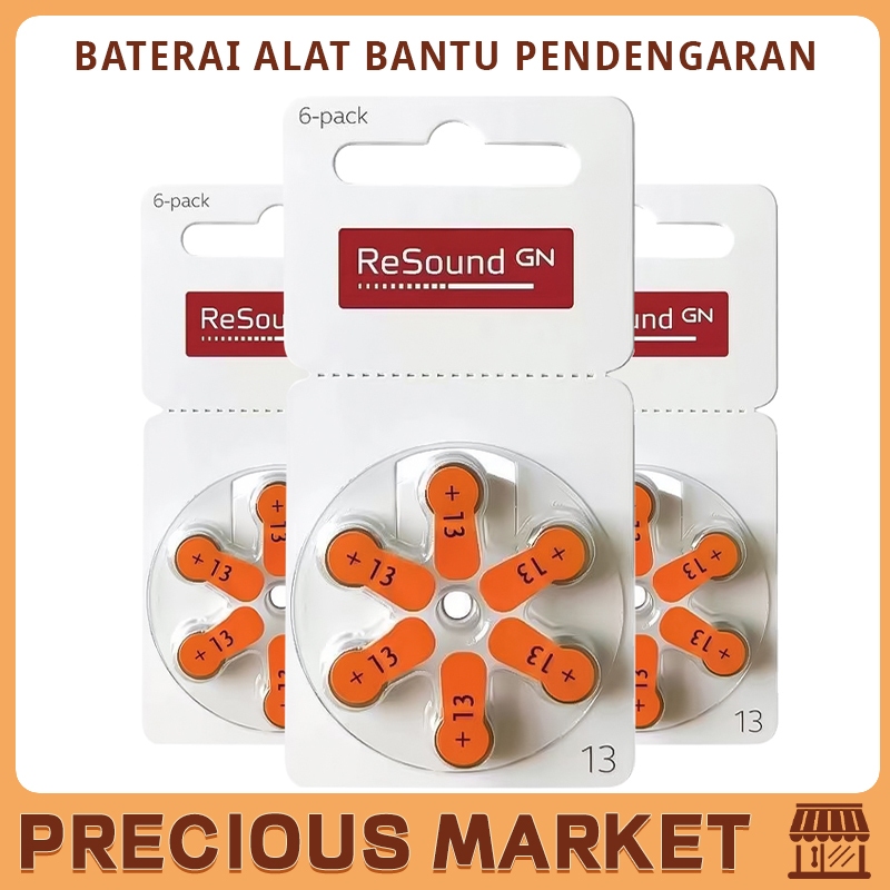 6Pcs Baterai Ukuran 13 Universal Alat Bantu Dengar Battery Baterai GN Resound 13 Hearing