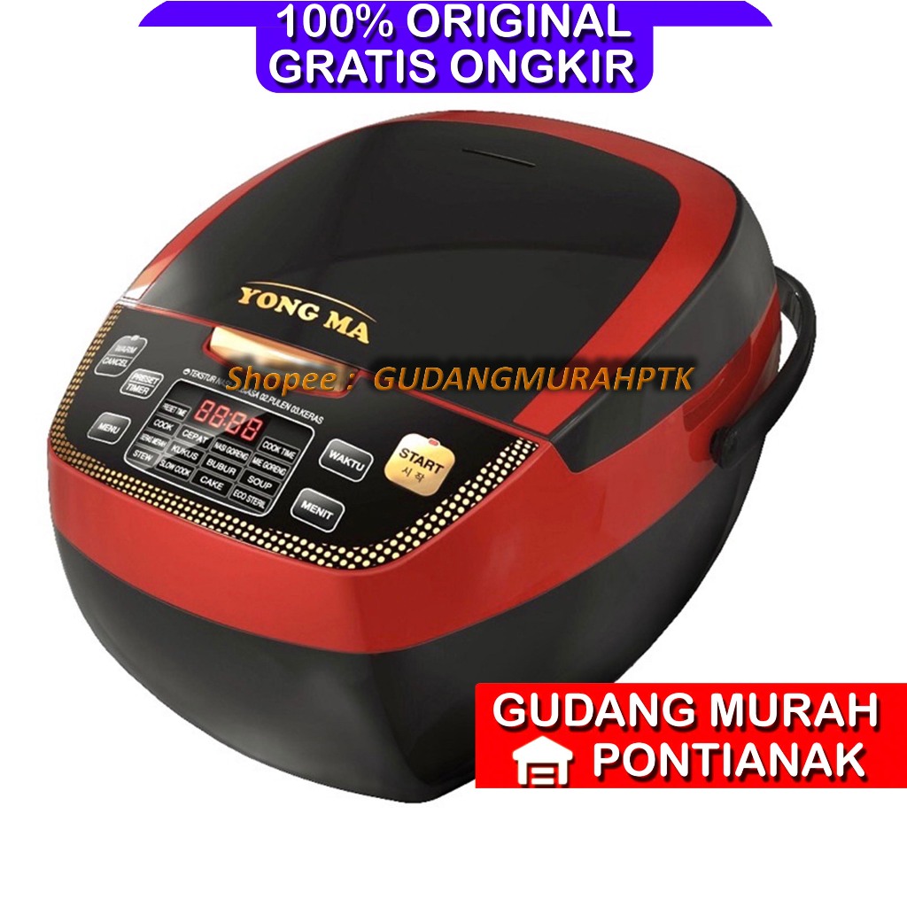Ricecooker DIGITAL YONG MA 2 Liter Hitam Les MERAH Magic com YONGMA SMC-8017 N YMC801 R 2L 2LITER 12