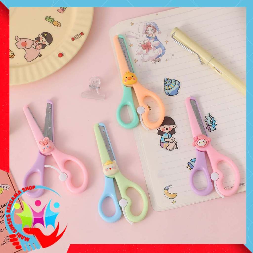 

MSBS Gunting Portabel Mini Scissors Gunting Lucu Alat Tulis Anak Sekolah Kartun Diy Motif Karakter Hewan Lucu