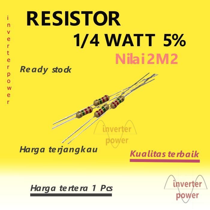 R Resistor 2M2  ohm 1/4 watt 5% paket 10 Pcs