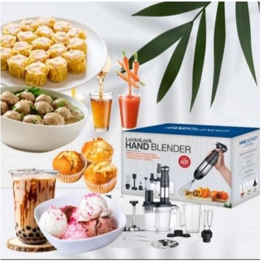 Hand Blender Mixer 12 pcs Lock n Lock EJM 556 BLK 600W Ori Garansi