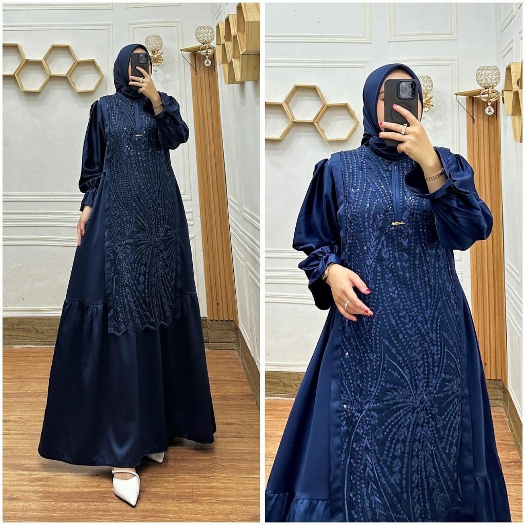 Geedo Collection - Brilia Dress Kondangan Simpel Mewah Dress Wisuda Gamis Brokat Remaja Baju Lamaran