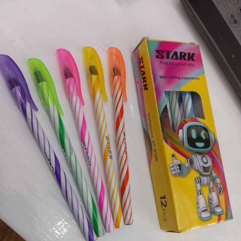 

12 pcs pulpen/pena stark ulir tinta hitam