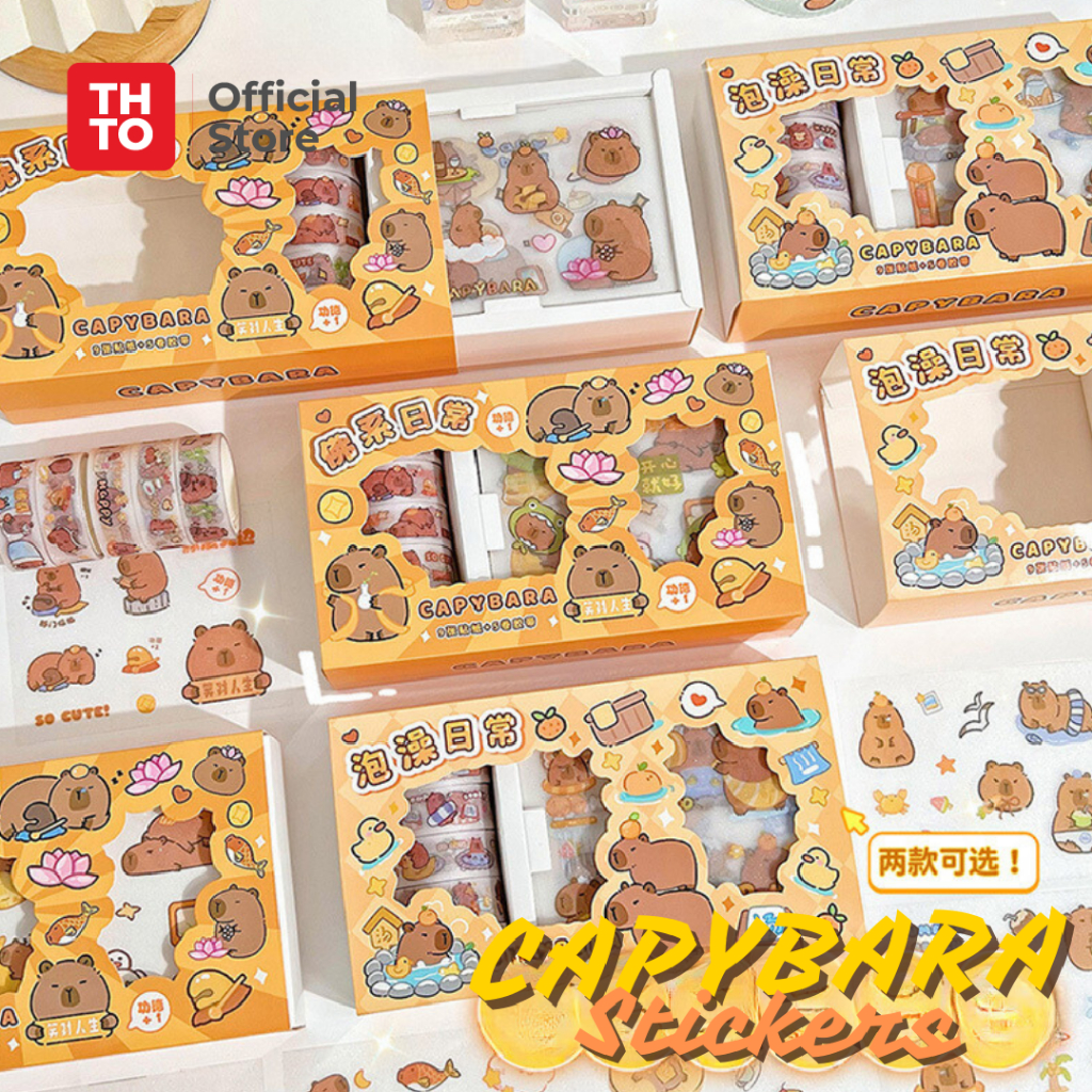 

THTO Sticker Set Sticky Paper Kertas Cute Capybara 100 Pcs Note Memo Koreksi Stationery Lucu A141