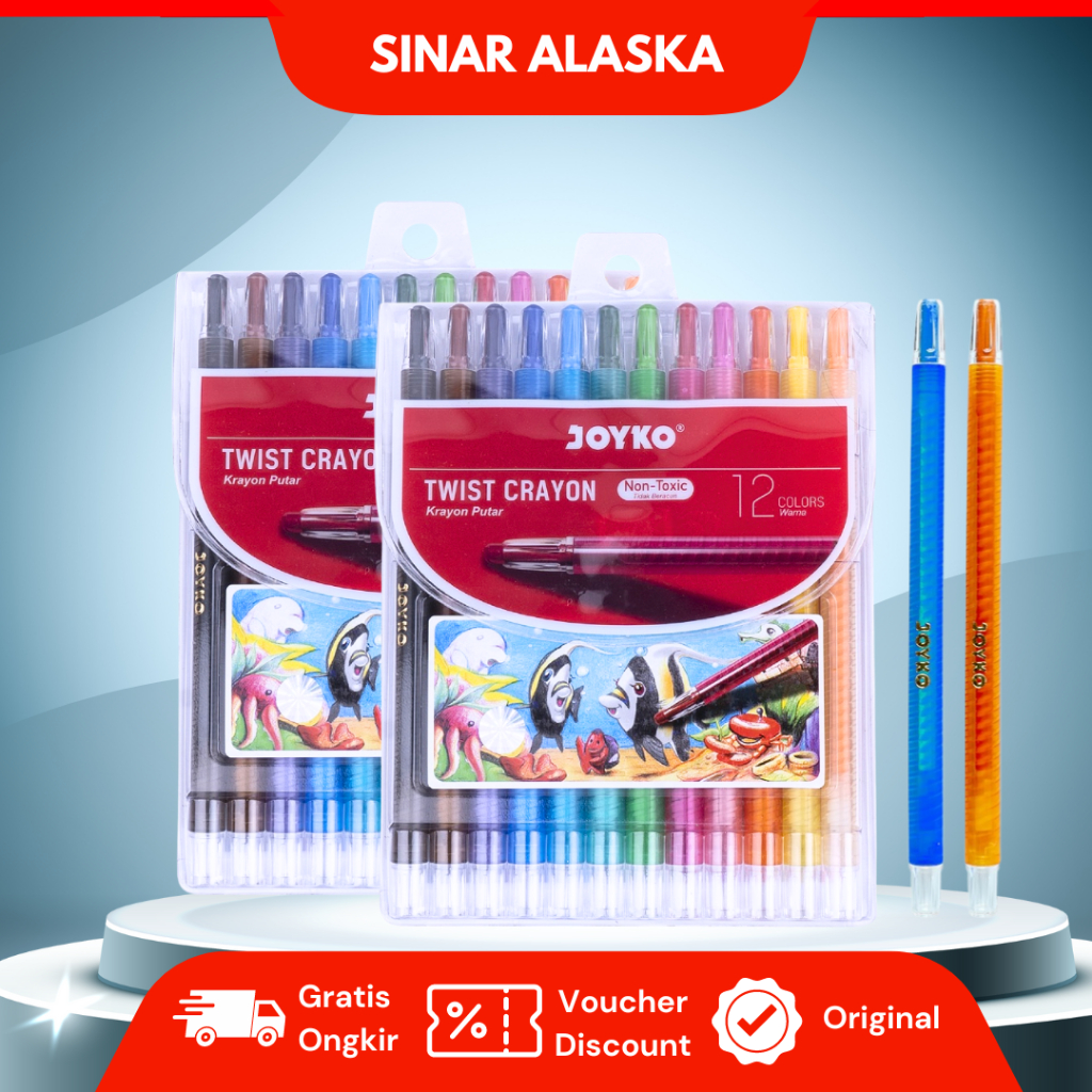 

Joyko Twist Krayon TWCR 12 Warna / Krayon Putar Warna Cerah