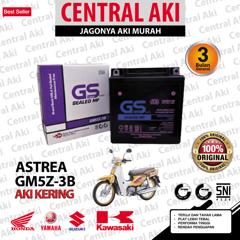 Aki Motor Yamaha Astrea Grand Astrea Prima GM5Z-3B Aki Kering MF