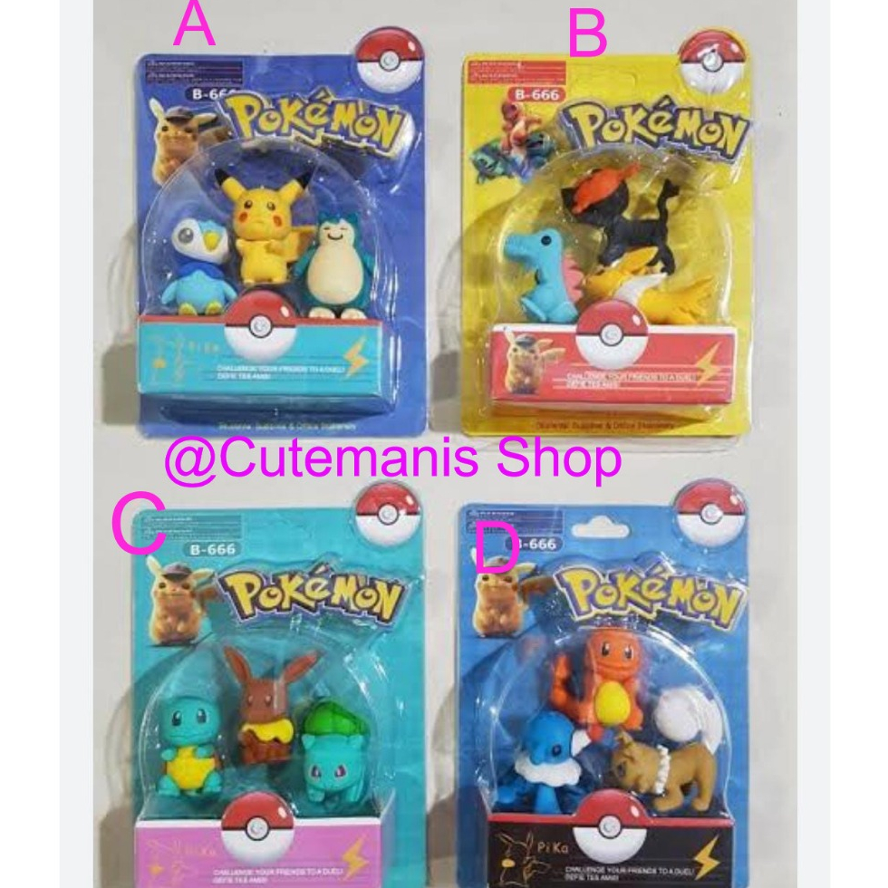 

Mainan Penghapus Pensil Eraser Karakter Pokemon Set Isi 3 pcs Termurah