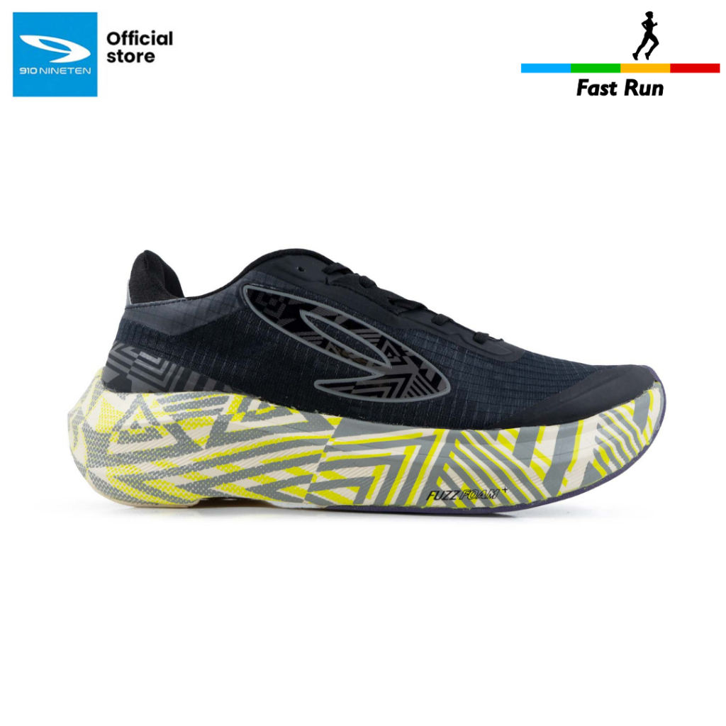 910nineten HAZE METAMOZAIC sepatu running - Hitam/Puith Gading/Hijau Neon