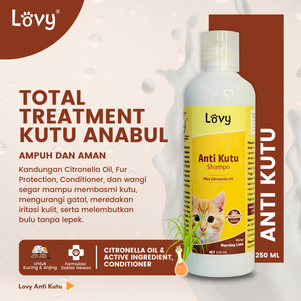 Shampo Kucing Anti Kutu Sampo Kucing Shampoo Kucing Shampo Kutu Kucing LOVY Antikutu 250 ml
