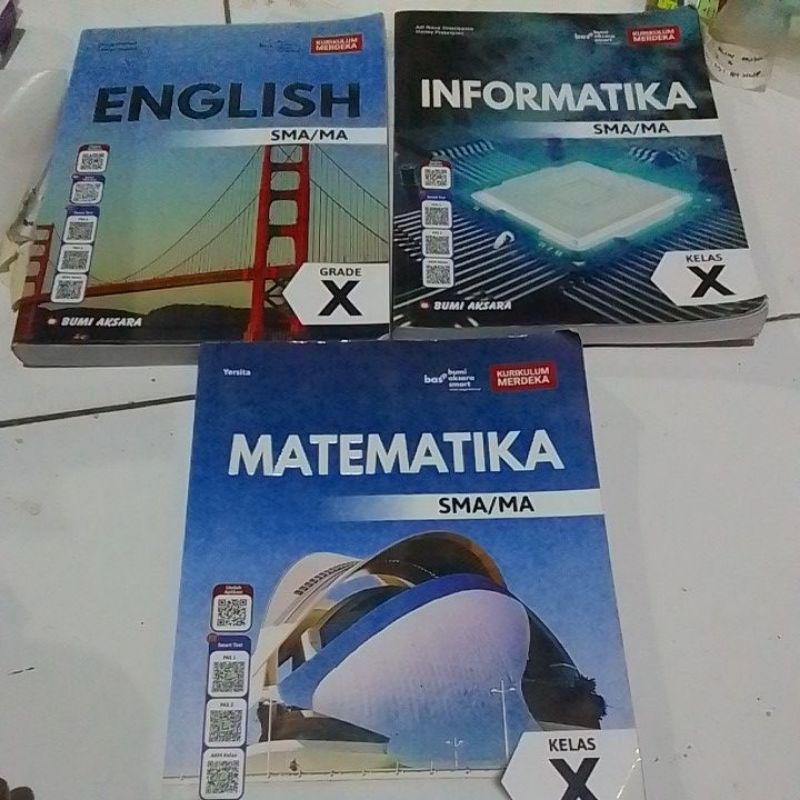 buku paket pelajaran English informatika matematika kelas 1 2 3 SMA bumi aksara bekas original