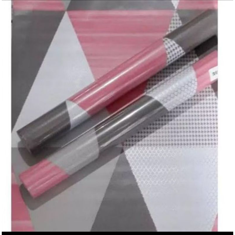 Wallpaper Sticker Dinding Segitiga Pink 3D