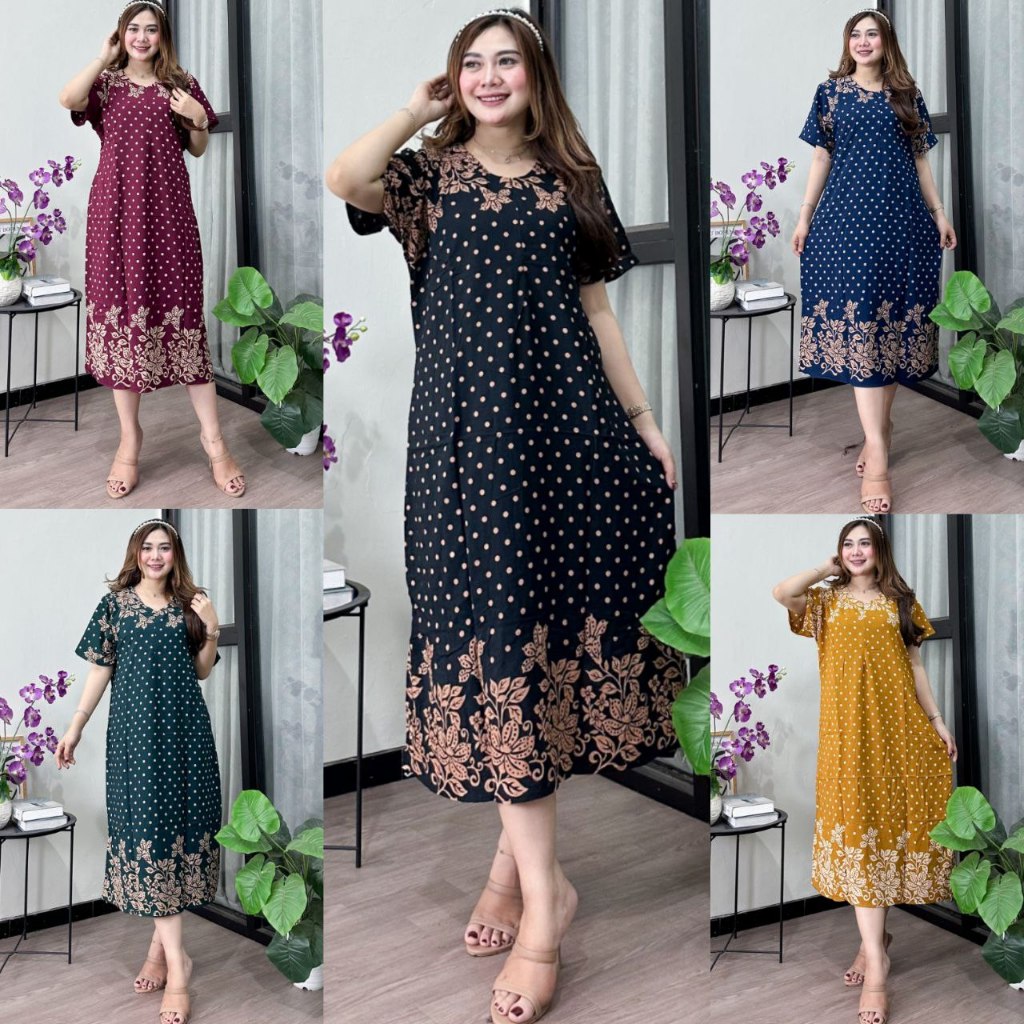 Daster Wanita Terbaru Rayon Busui Resleting Depan - Baju Tidur Daster Kekinian Lengan Pendek Motif T